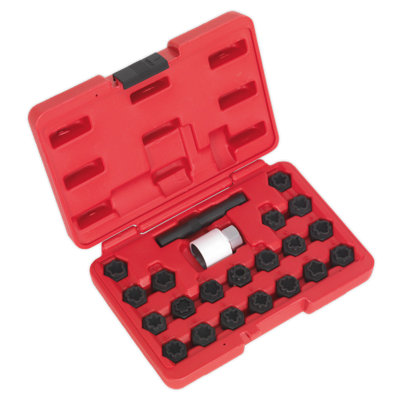 Sealey Locking Wheel Nut Key Set 22 Pieces Fits Audi Vehicles Black SX206