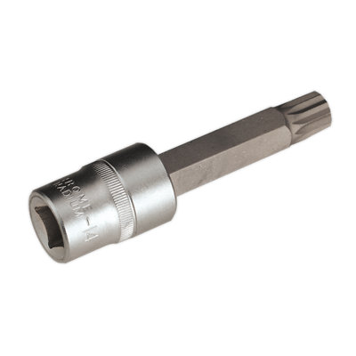 Sealey M14 x 100mm 1/2" Square Drive Satin Finish Spline Socket Bit AK5531