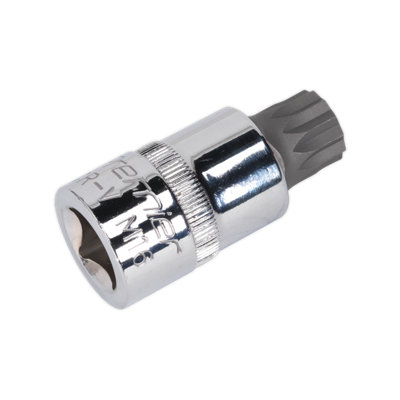 Sealey M16 x 55mm 1/2" Square Drive Security Spline Socket Bit S2 Steel SX107