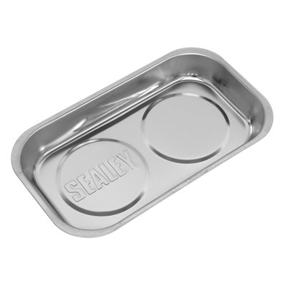 Sealey Magnetic Storage Tray With 2 Magnets 240 x 140mm Stainless Steel AK2312