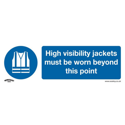 Sealey Mandatory Safety Sign - High Visibility Jackets Must Be Worn Beyond This Point - Self-Adhesive Vinyl - Pack of 10 SS9V10