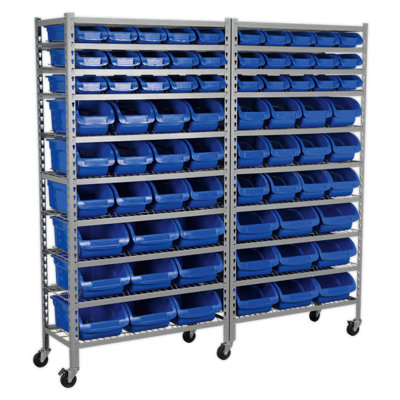 Sealey Mobile Bin Box Storage System With Heavy Duty Castors - 72 Bins TPS72