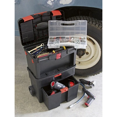 STANLEY 2 In 1 Rolling Toolbox With Pull Handle, Detachable Toolbox, Portable Tote Tray For...