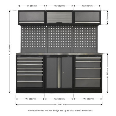Sealey Modular Storage System Combo Stainless Steel Worktop APMSSTACK07SS