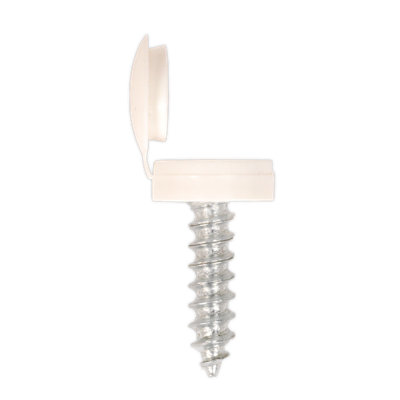 Sealey Number Plate Screw & Flip Cap 4.2 x 19mm White - Pack of 50 NPW50