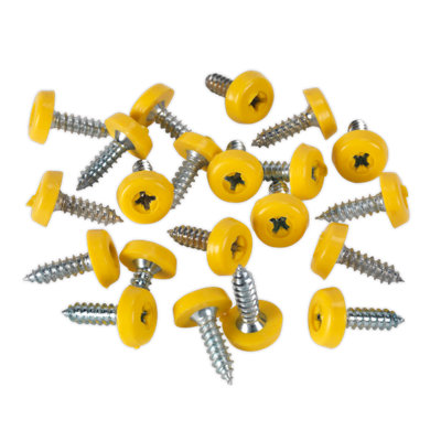 Sealey Number Plate Screw Plastic Enclosed Head 4.8 x 18mm Yellow Pack Of 50