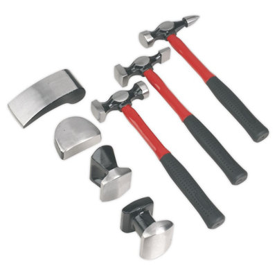 Sealey Panel Beating Set 7pc Drop-Forged Fibreglass Shafts CB707