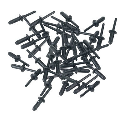 Sealey Plastic Rivets 50 Pieces 6.6mm x 17.2mm Fasteners Push Trim Clips PR001