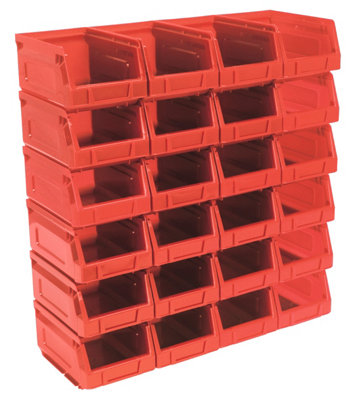 Sealey Plastic Storage Bin 105 x 165 x 85mm - Red Pack of 24 TPS224R