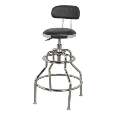 Sealey Pneumatic Workshop Stool With Adjustable Height & Back Rest SCR14
