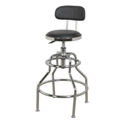 Sealey Pneumatic Workshop Stool With Adjustable Height & Back Rest SCR14