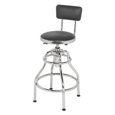 Sealey Pneumatic Workshop Stool With Adjustable Height & Back Rest SCR14