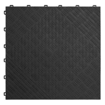Sealey Polypropylene Floor Tile 400 x 400mm - Black Treadplate - Pack of 9 FT3B