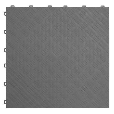 Sealey Polypropylene Floor Tile 400 x 400mm - Grey Treadplate - Pack of 9 FT3G