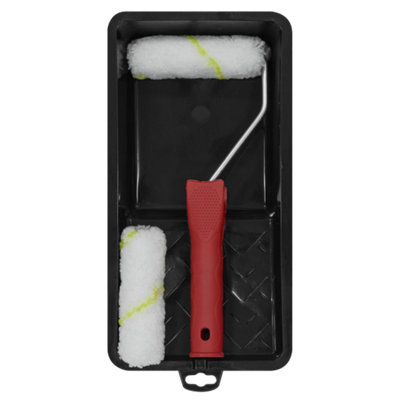 Voomey 4-Inch Paint Roller Set With 10 Trays – Small Roller With Tray, 11-Pack, Reinforced Bottom, Raised Scraper Lines, For DIY & Trim Work
