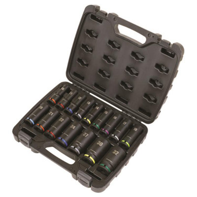 Sealey Premier 16pc 1/2" Sq Drive Impact Socket Set Metric 10 - 32mm AK5818M