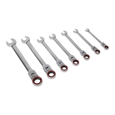 Sealey Premier Platinum Flexi-Head Ratchet Combination Spanner Set 7pc AK63943