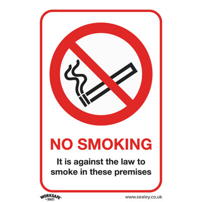 Sealey Prohibition Safety Sign No Smoking On Premises Rigid Plastic x10 SS12P10