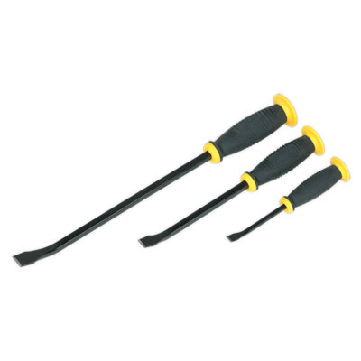 Sealey Prybar Set With Hammer Cap & Soft Grip Handle 3 Pieces Yellow/Black S0558