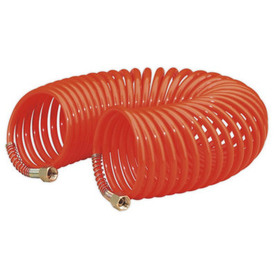 Sealey PU Coiled Air Hose 10m x 6mm with 1/4"BSP Unions