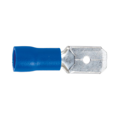 Sealey Push On Terminal 6.3mm Male Blue For Cables 16-14 AWG Pack of 100 BT21