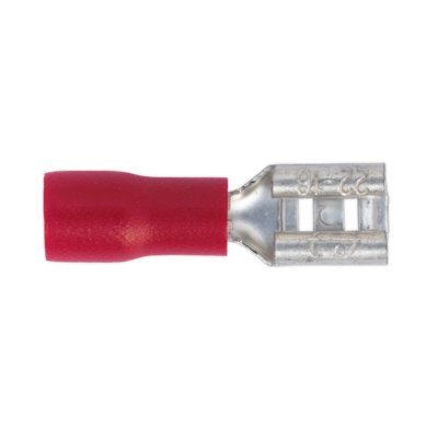 Sealey Push On Wire Terminal 4.8mm Female Electrical Red Pack of 100 Pieces RT20