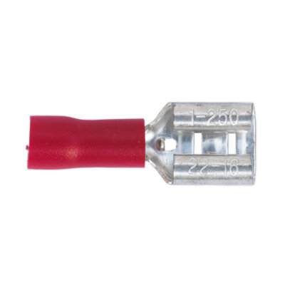 Sealey Push On Wire Terminal 6.3mm Female Electrical Red Pack of 100 Pieces RT21