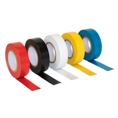 Sealey PVC Insulating Tape Electrical PVC 19mm x 20M Mixed Pack of 10 ...