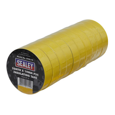 Sealey PVC Insulating Tape Electrical PVC 19mm x 20M Yellow Pack of 10 ...