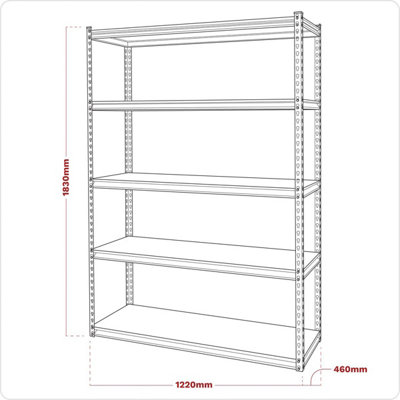 Sealey Racking Unit with 5 Shelves 220kg Capacity Per Level AP1200R