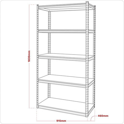 Sealey Racking Unit with 5 Shelves 340kg Capacity Per Level AP900R