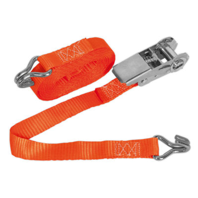 Sealey Ratchet Tie Down 25mm x 4.5m Polyester Webbing 800kg Orange TD0845J