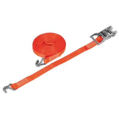 Sealey Ratchet Tie Down 25mm x 6m Polyester Webbing 1500kg- Orange TD1506J