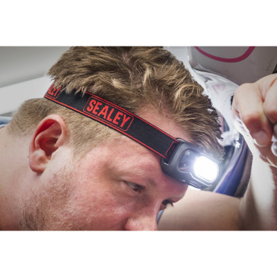 Sealey Rechargeable Head Torch With Auto-Sensor 8W COB LED Water Resistant