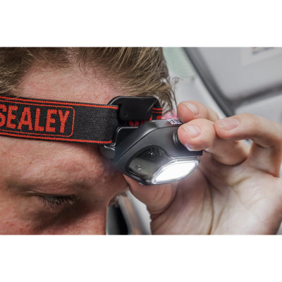 Sealey Rechargeable Head Torch With Auto-Sensor 8W COB LED Water Resistant