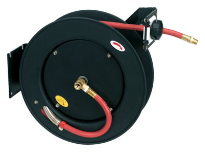 Sealey Retractable Air Hose Metal Reel 15 Metres 10mm ID Rubber Hose SA841