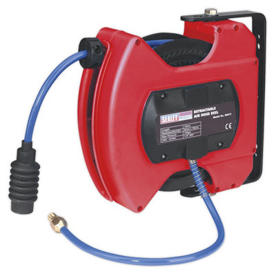 Sealey Retractable Air Hose Reel 12 Metres 6.5mm ID PU Hose Heavy Duty SA812