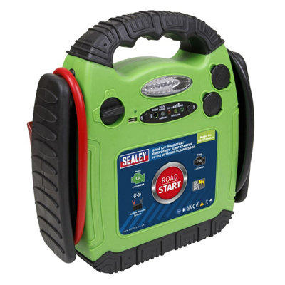Sealey RS1322HV RoadStart 12V Emergency Jump Starter with Air Compressor 900 Peak Amps