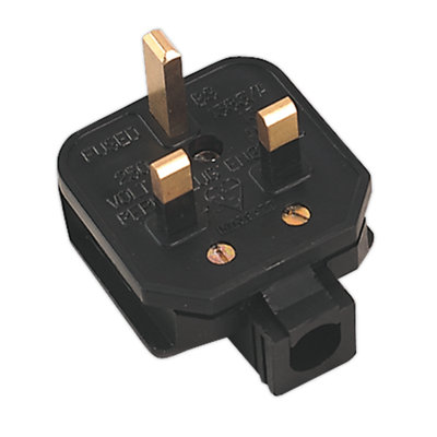 Sealey Rubber Plug 13Amp Heavy Duty Garage & Workshop Use - Black PL/13/3S