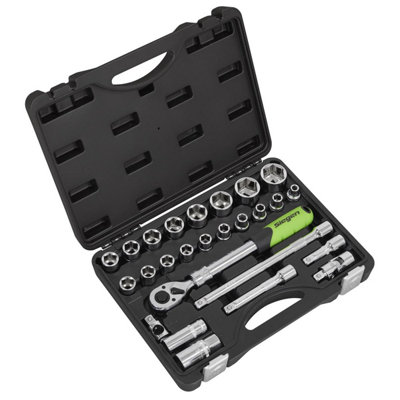 Sealey S01288 Siegen Extendable Ratchet Socket Set 1/2"Sq Drive 26pc