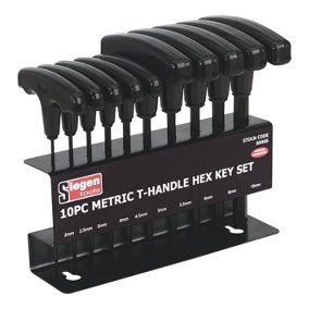 Sealey S0466 Hex Key Set 10 Piece T-Handle Metric 2 to 10mm