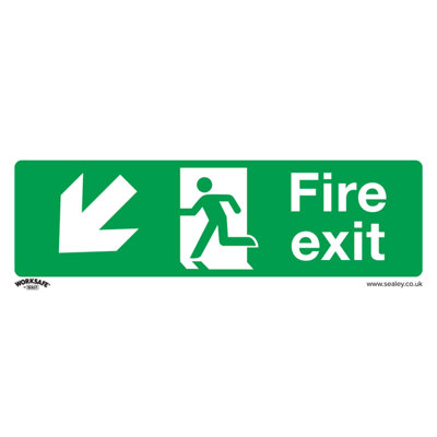 Sealey Safe Conditions Safety Sign Fire Exit Down Left Rigid Plastic x10 SS34P10