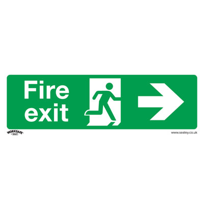 Sealey Safe Conditions Safety Sign Fire Exit Right Rigid Plastic x10 SS24P10