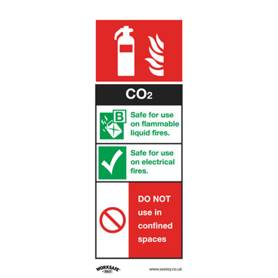 Sealey Safe Conditions Sign CO2 Fire Extinguisher Self-Adhesive x10 SS21V10