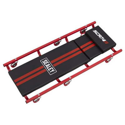 Sealey SCR74 American-Style Deluxe Creeper with Steel Frame, 6 Wheels & Adjustable Headrest 40"