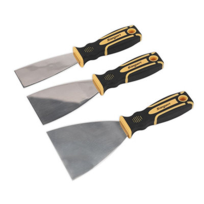Sealey Scraper Set Polished Stainless Steel With Soft Grip Handles 3 Pcs S0609 - 3