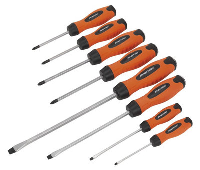 Sealey Screwdriver Set 8pc Hammer-Thru Hi-Vis Orange HV004
