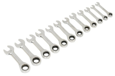 Sealey Siegen Stubby Ratchet Combination Spanner Set 12pc S0633
