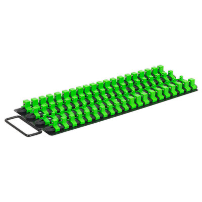 Sealey Socket Rail Tray Hi Vis Green 1/4" 3/8" 1/2" Square Drive AK27051HV