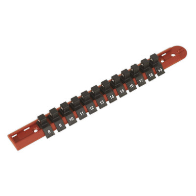 Sealey Socket Retaining Rail With 12 Clips 3/8" Drive Professional AK3812